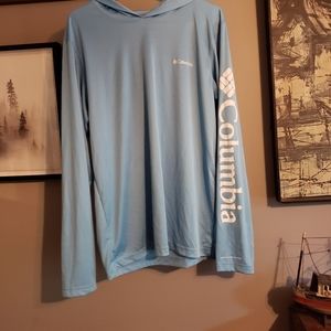 Columbia mens long-sleeved hooded fishing sun shir